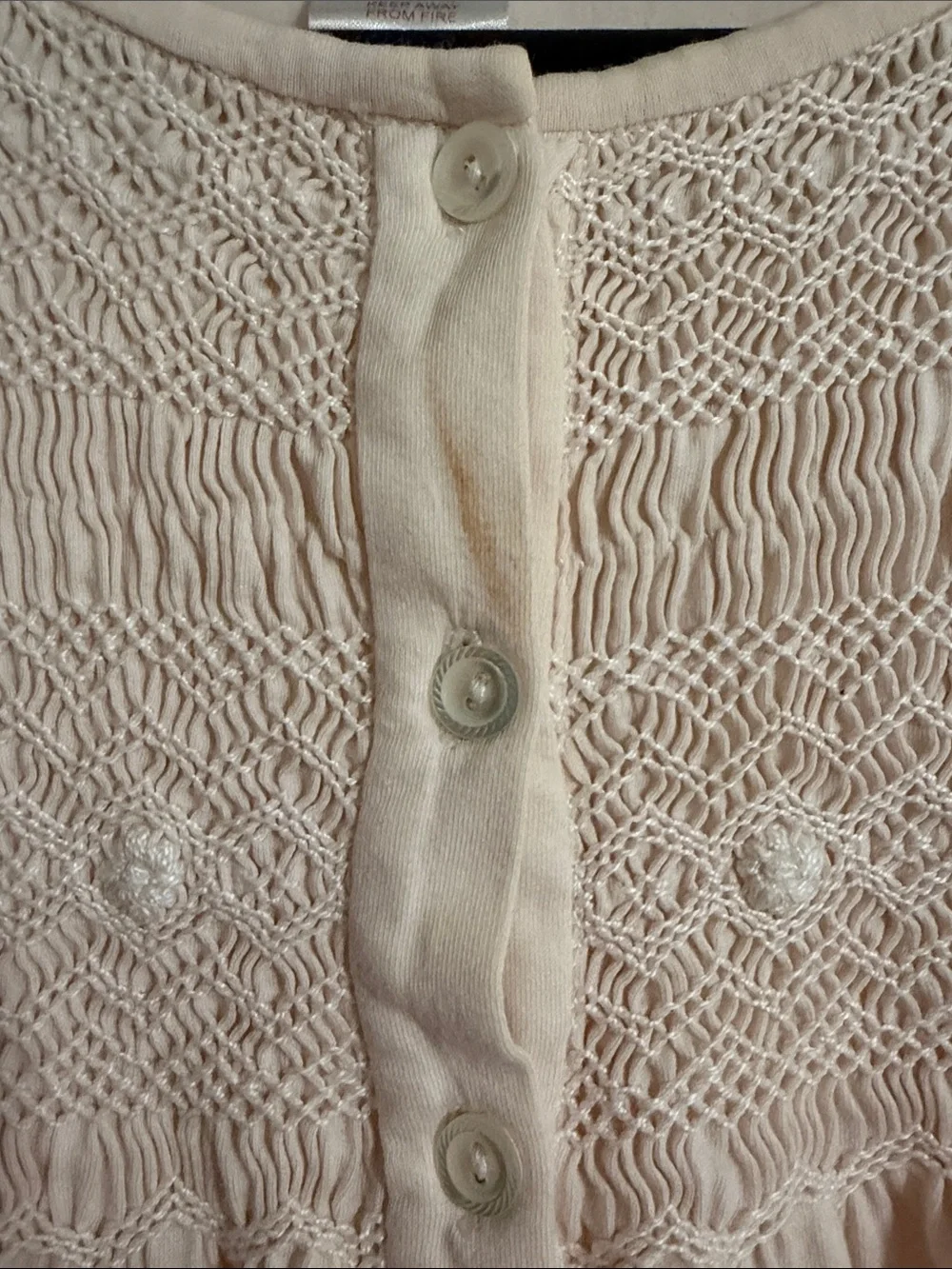 P. Jamas Luxury Peach Pima Cotton Smocked Maxi Nightgown